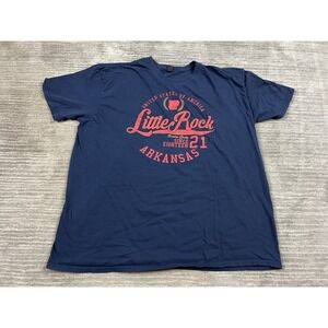 Little Rock Arkansas T-Shirt Mens 2XL Blue Graphic Print Short Sleeve Point
